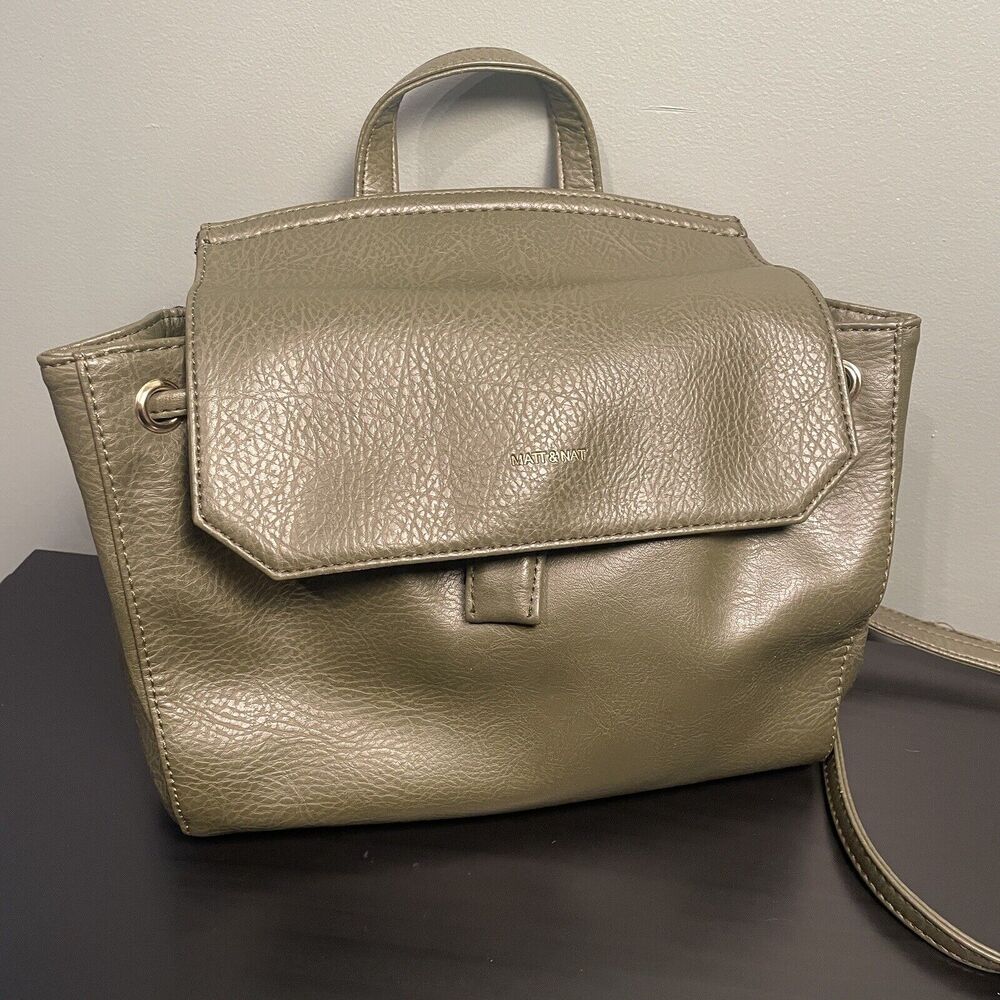 Matt and Nat Dwell Crossbody Leaf Green Adjustable Vegan Leather Quiet Luxury